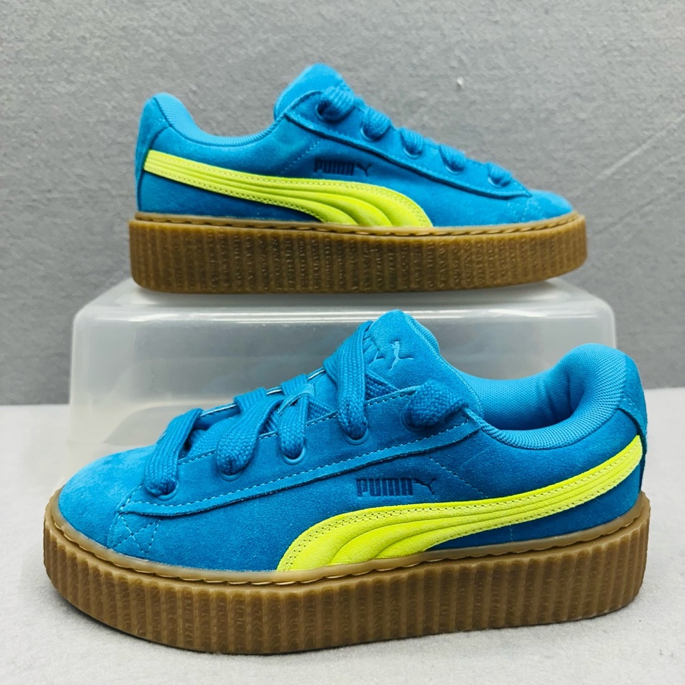 Puma Fenty X Creeper Phatty Sneakers Blue Lime Women's 7.5 Collab Skater Rihanna